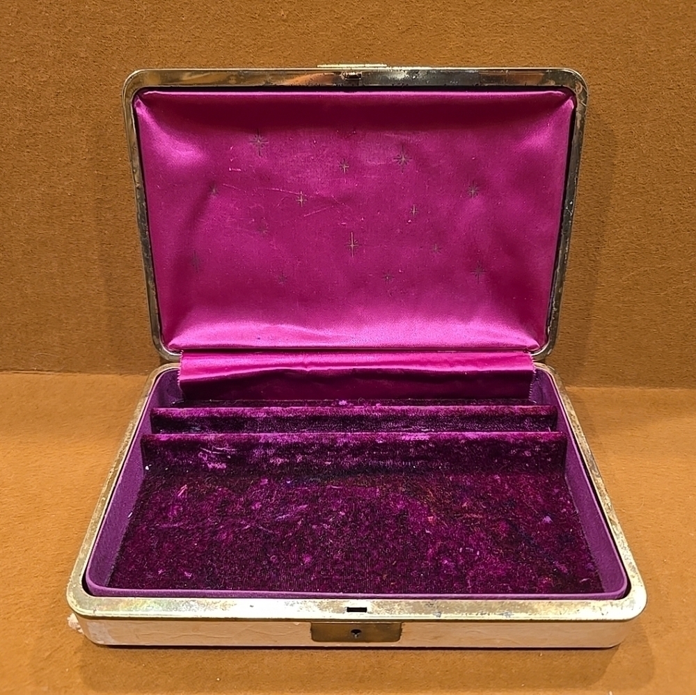 Vintage Farrington 8.5"×6"×1.75" Texol Hard Jewelry Box storage case